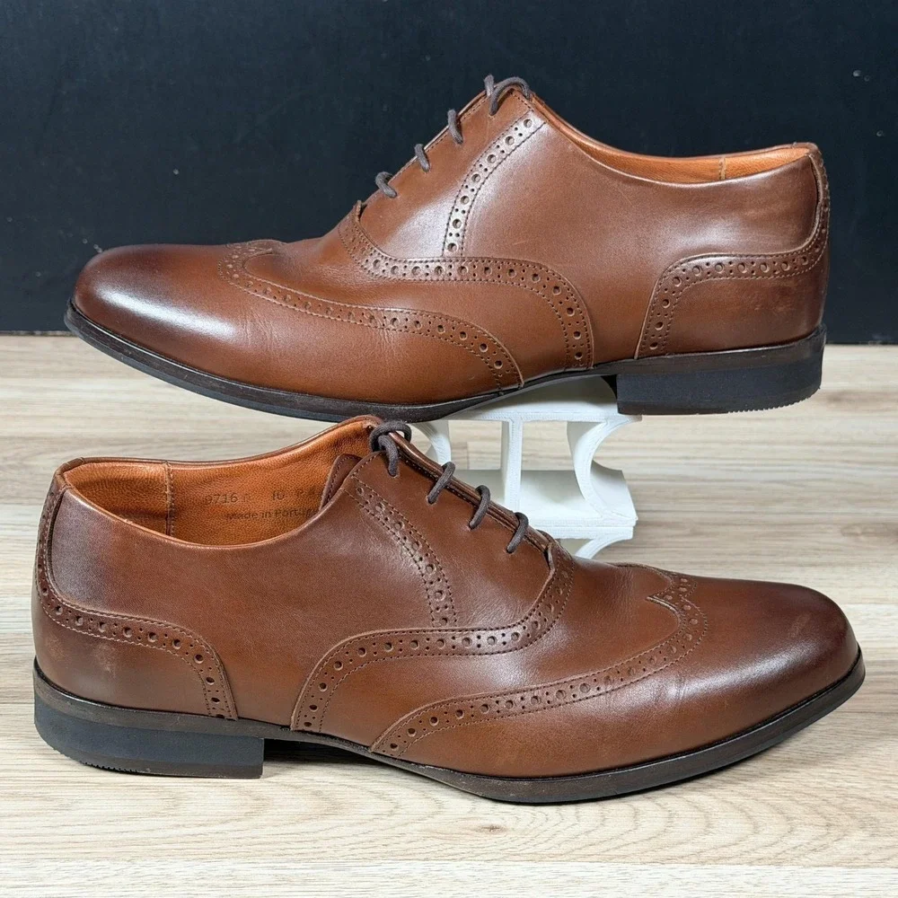 Wolf & Shepherd Shoes Mens Size 10 Brown Senna Oxford Leather Brogue Dress
